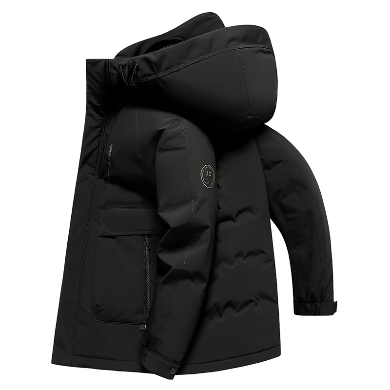 Jaket Musim Dingin Pria, Jaket Bulu Bebek, Jaket Kerja Tahan Lama dan Hangat dengan Tudung untuk Cuaca Dingin, Mantel Pria untuk Bepergian