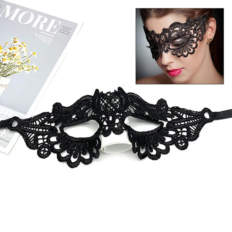 Halloween Masks Prop Adult Black Half Face Irregular Lace Mask Eye Mask Female Party Makeup Ball Eyewear Cosplay Accessories