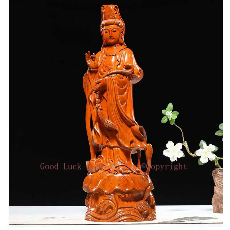 

30CM Large Blessing family safe Home office efficacious Talisman Guanyin Buddha Avalokitesvara Rosewood carving Sculpture statue