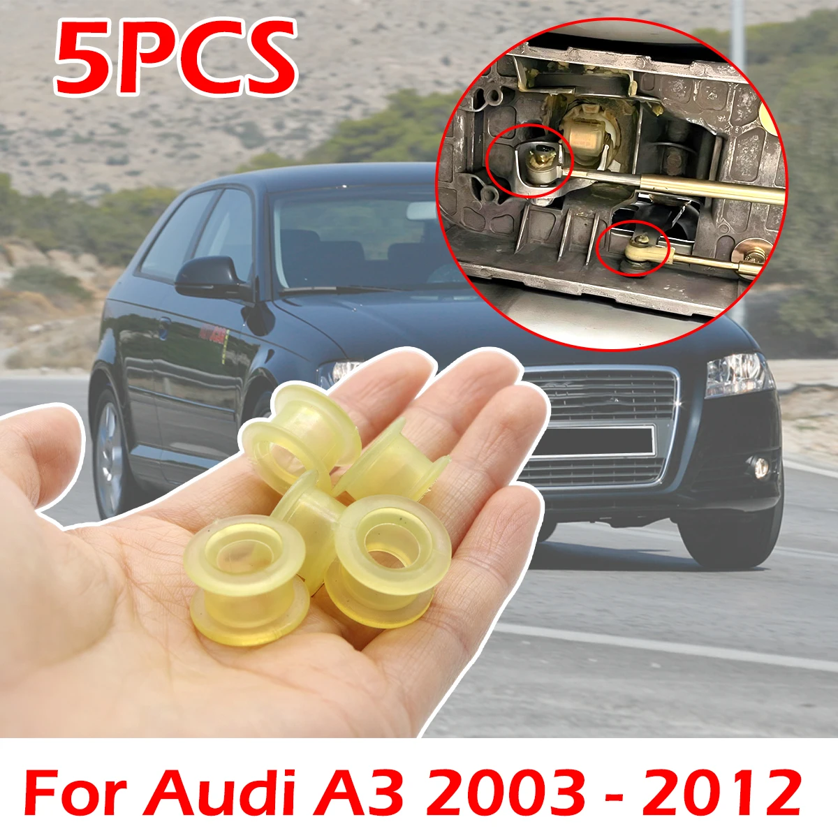 

5Pcs Manual Gear Shift Lever Cable Bushing Repair Kit Gearbox Selector End Linkage Rubber Sleeve Clip For Audi A3 2003 - 2012