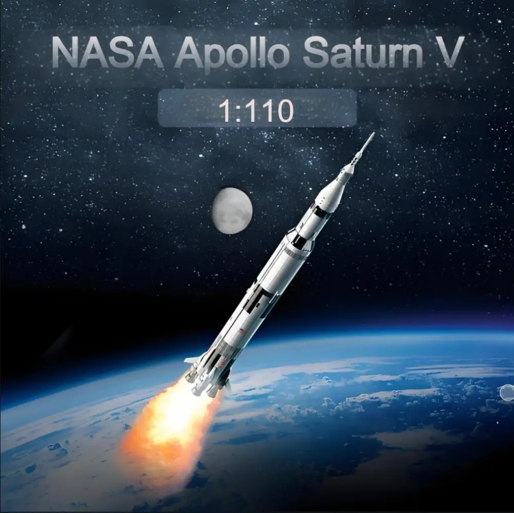 The Apollo Saturn V 92176  21309 Building Blocks Space Rocket Idea Series Educational Toys For Children Birthday Xmas Gifts