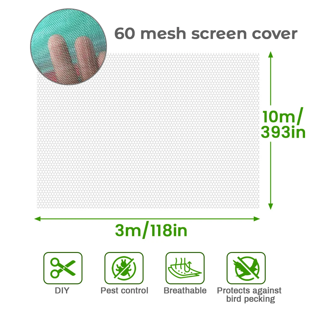 60 Mesh Insect Proof Netting 3Mx10M Anti Bird Insect Net Breathable Cuttable Cover For Garden Vegetable Fruit Flower Plant Crops