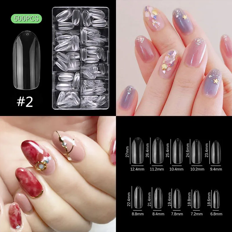 Ultra-Thin Invisible Nail Polish Set 500 Pieces/Box Transparent Fake Nails for Nail Salons Finished Nail Stickers