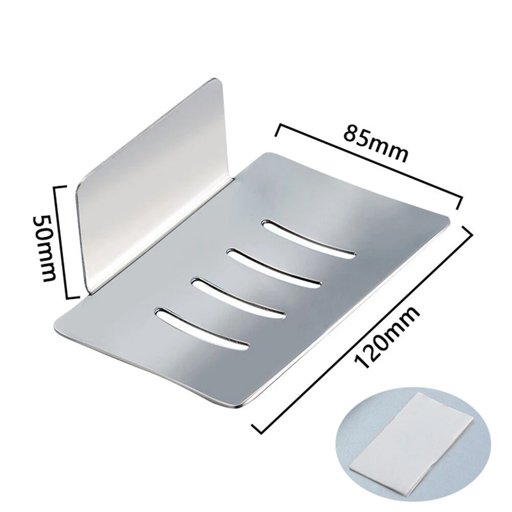 Soap Holder Dish Wall Mount Adhesive Tray Storage Dish Bathroom Shower Plate Box Stainless Steel Rack