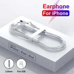 For Apple iPhone 14 13 12 11 Lighting Earphones iPhone X XS XR 7 8 Bluetooth Wired Lightning Cable Headphones Phone Accessories