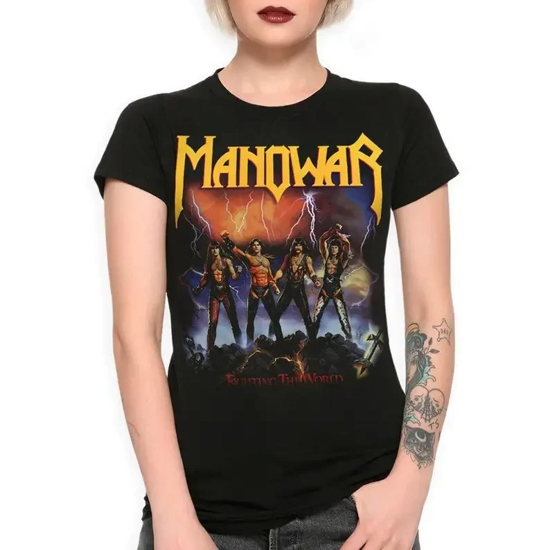 Manowar Fighting the World T-Shirt / Men's Women's Sizes / Cotton Tee (MAN-45872)