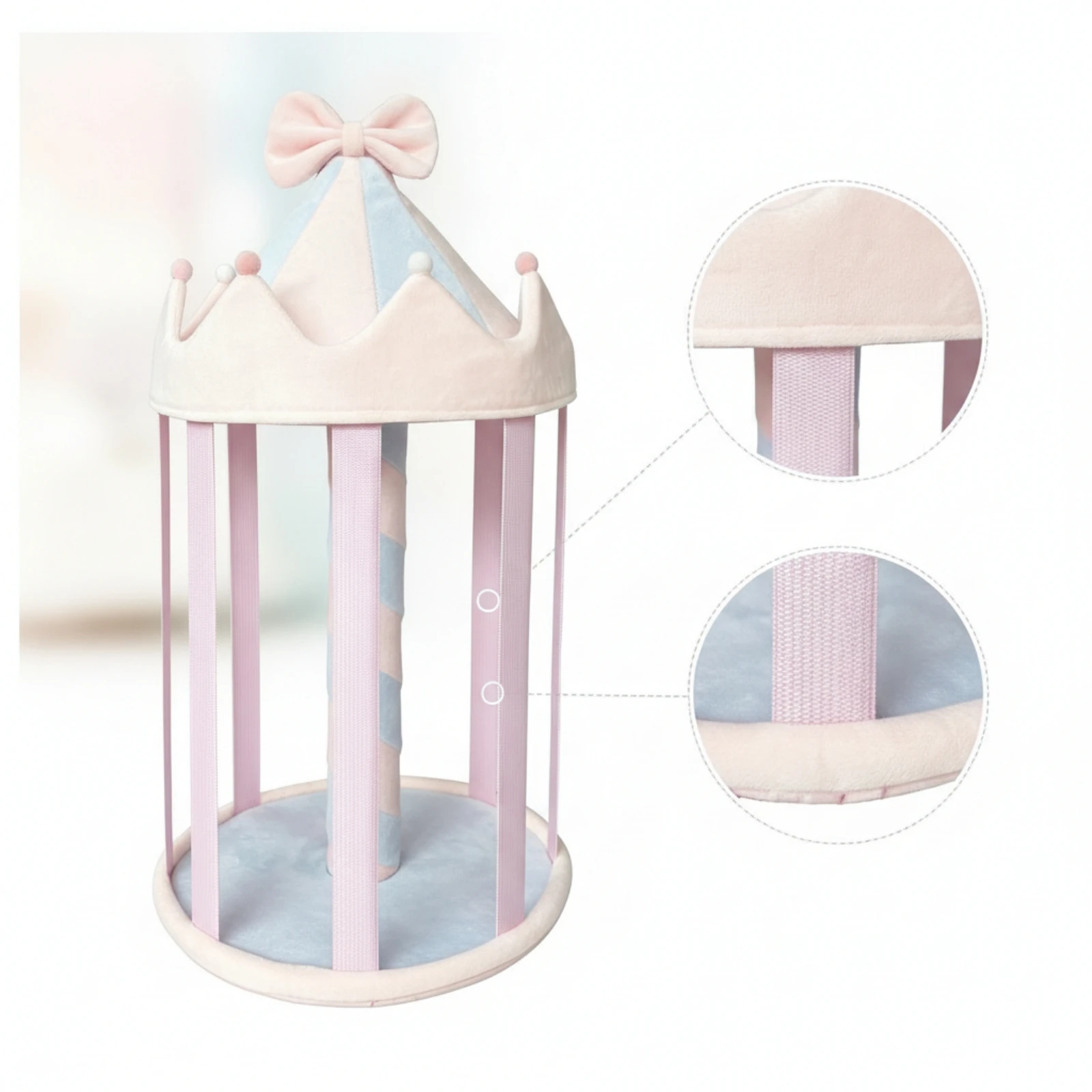 Hair Clip Organizer with Bow Display Carousel-Style Hair Clip Organizer with Bow Storage Stand Desktop Rack Pastel for Girls