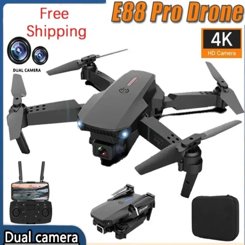 Drone pliable avec caméra HD grand angle pour touristes, hélicoptère RC, 4K, professionnel, WIFI, FPV, recommandé de tenir un tablier, nouveau, E88Pro, 1080P