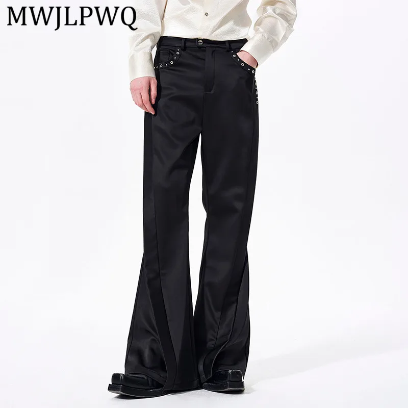 

MWJLPWQ Men's Wrinkle Design Spring Straight-Leg Flared Trousers Solid Color Street Draping Slimming Pants 2026 Trendy 14229