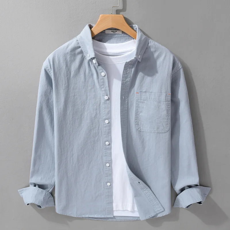 

Men's Casual Pure Cotton Long Sve irt Spring Autumn Commute Busin Fre White Casual Japanese Sle Full Cotton Top