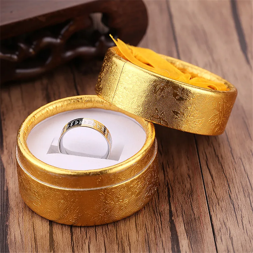 Tibetan Buddhist God of Wealth Mantra Ring for Men Boy titanium steel Steel Rings Religion Ring Mysterious Religious Jewelry