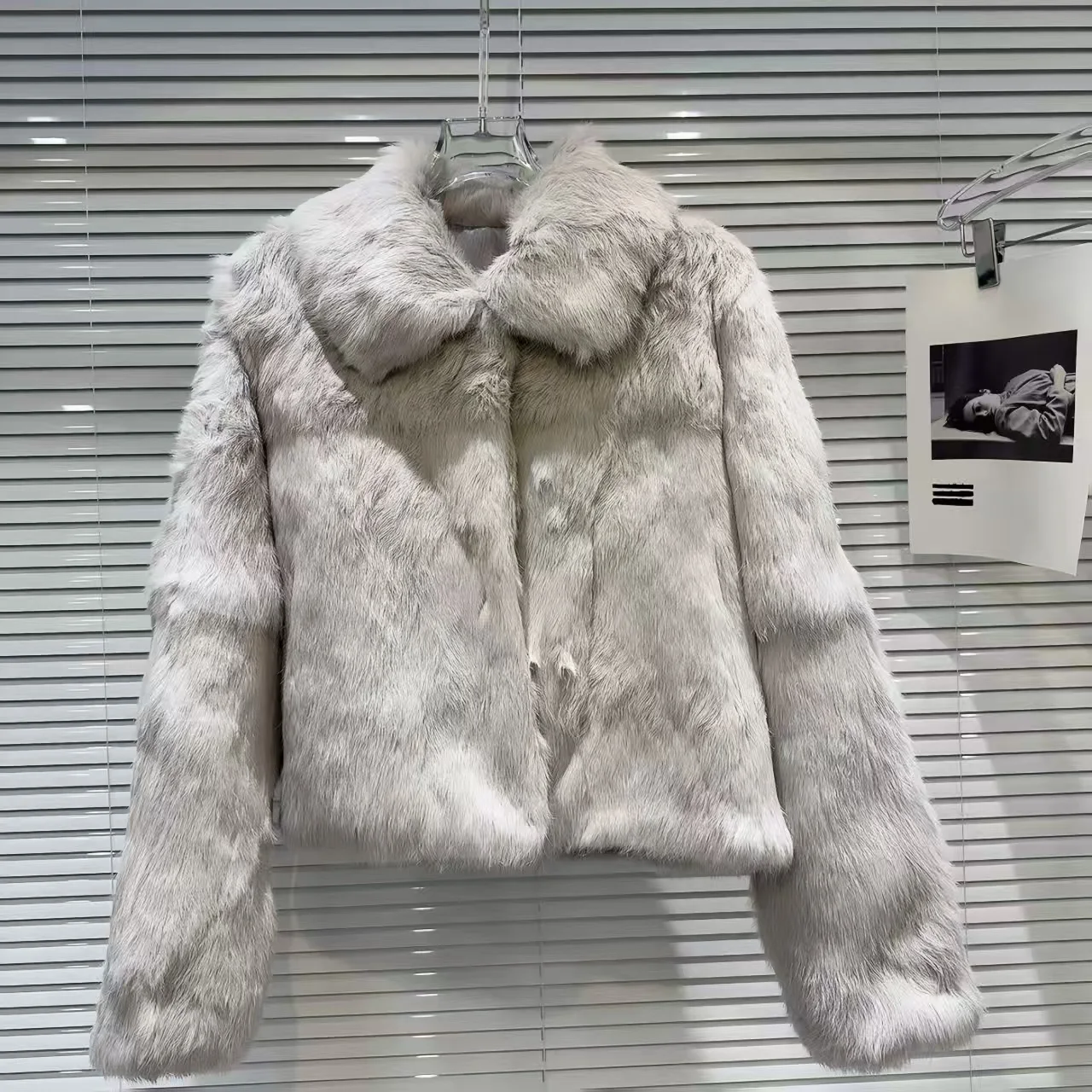Real Rex Rabbit Fur Coat for Women, Autumn Winter Short Jacket Thick Warm New Turn-down Collar Elegant Female Warm Outerwear