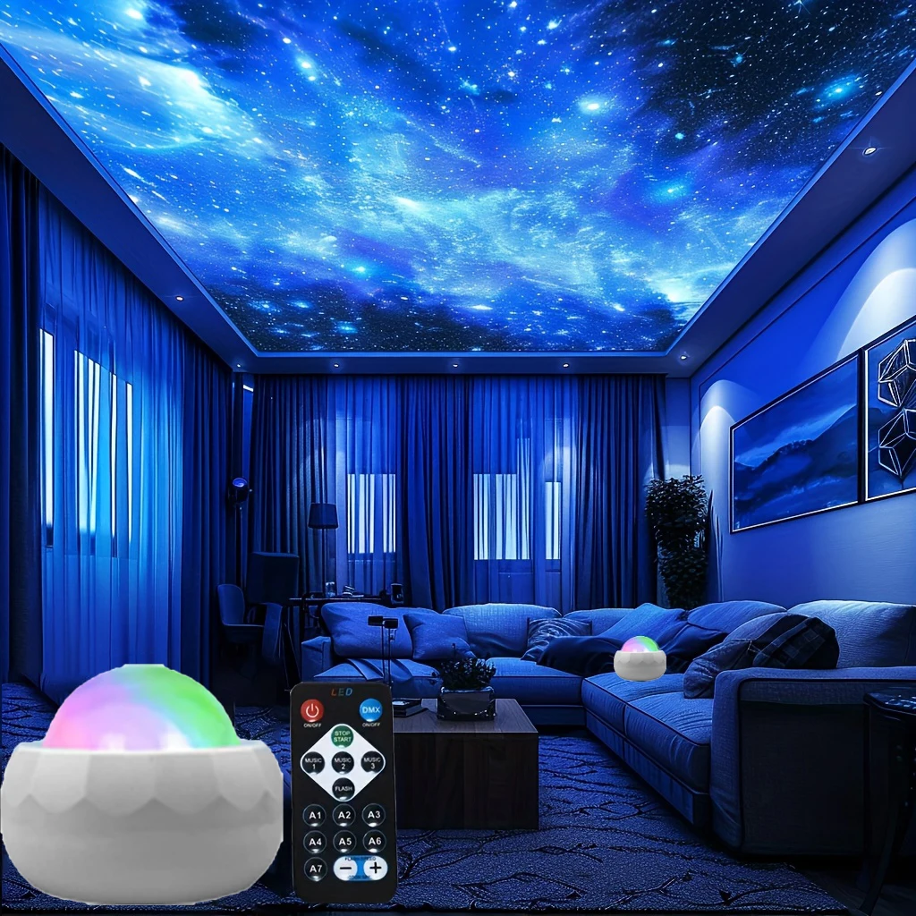 Pop 7Modes Starry Sky Projector Light USB Plug-in With Remote Control Aurora Ambient Light For Bar Party KTV Home Bedroom Decor