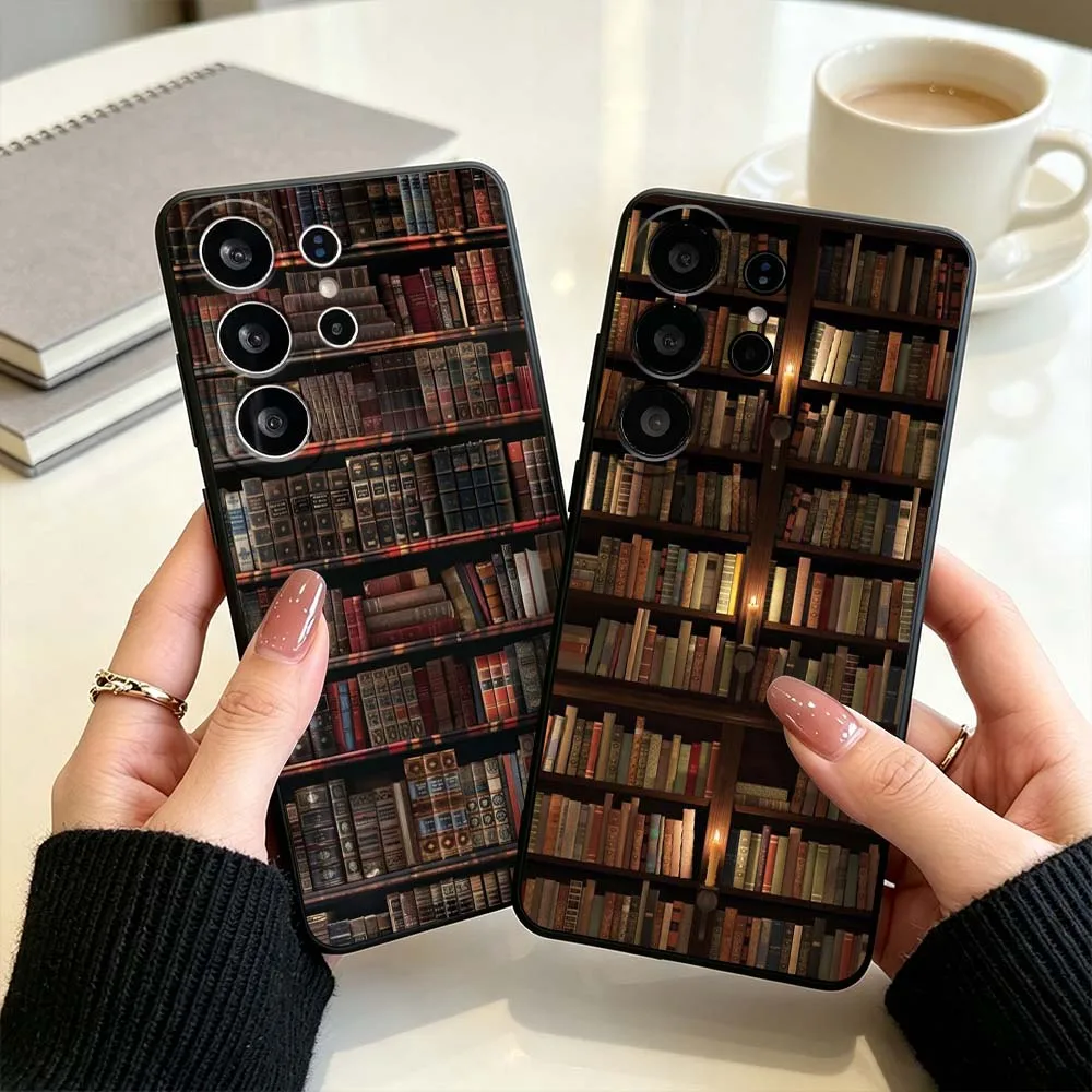 Read Book Pattern Cover For Samsung Galaxy S26 S25 S24 S23 S22 S21 S10 FE Plus Edge Ultra Black Phone Case