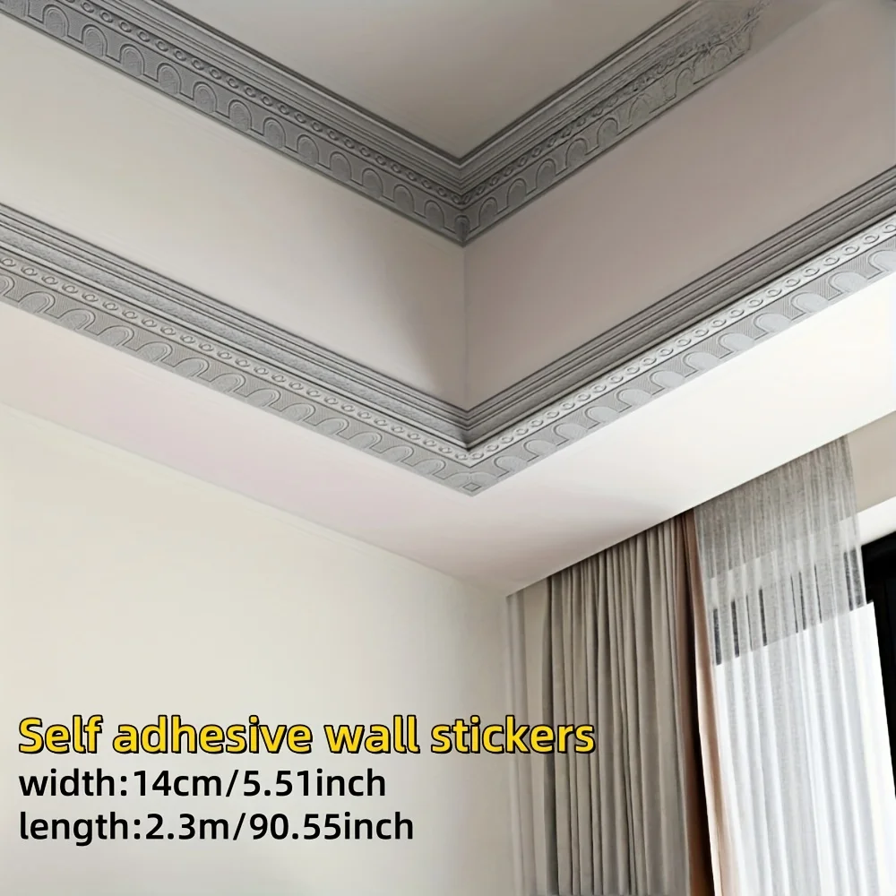 1 قطعة 2.3 متر/90.55 بوصة جدار ديكور الجدار ملصق الحدود الخصر خط خلفية ثلاثية الأبعاد نمط ذاتية اللصق غرفة المعيشة