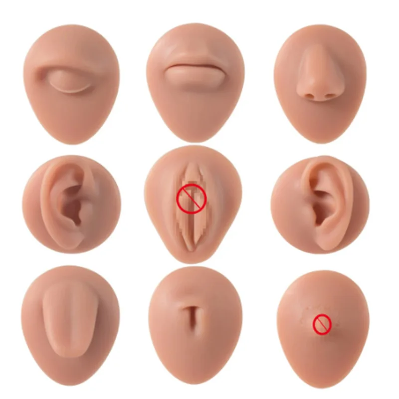 Audersigt 1PC Silicone Piercing Practice Model Ear Nose Lip Mouth Body Part Jewelry Display Reusable Training Tool