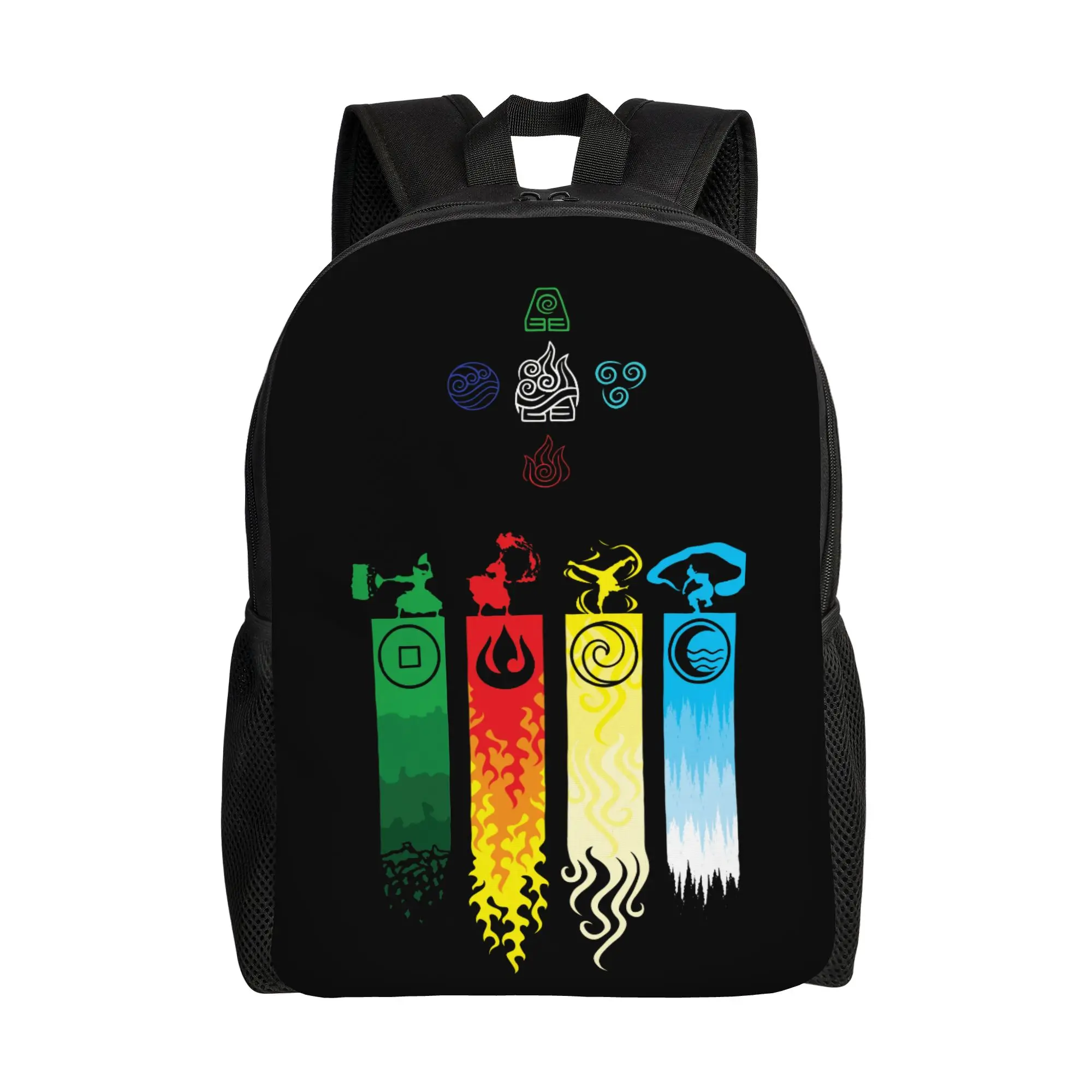 Four Elements Cool Backpack Lightweight High School Work Avatars Airbende Anime Daypack for Men Women Laptop Canvas Bags