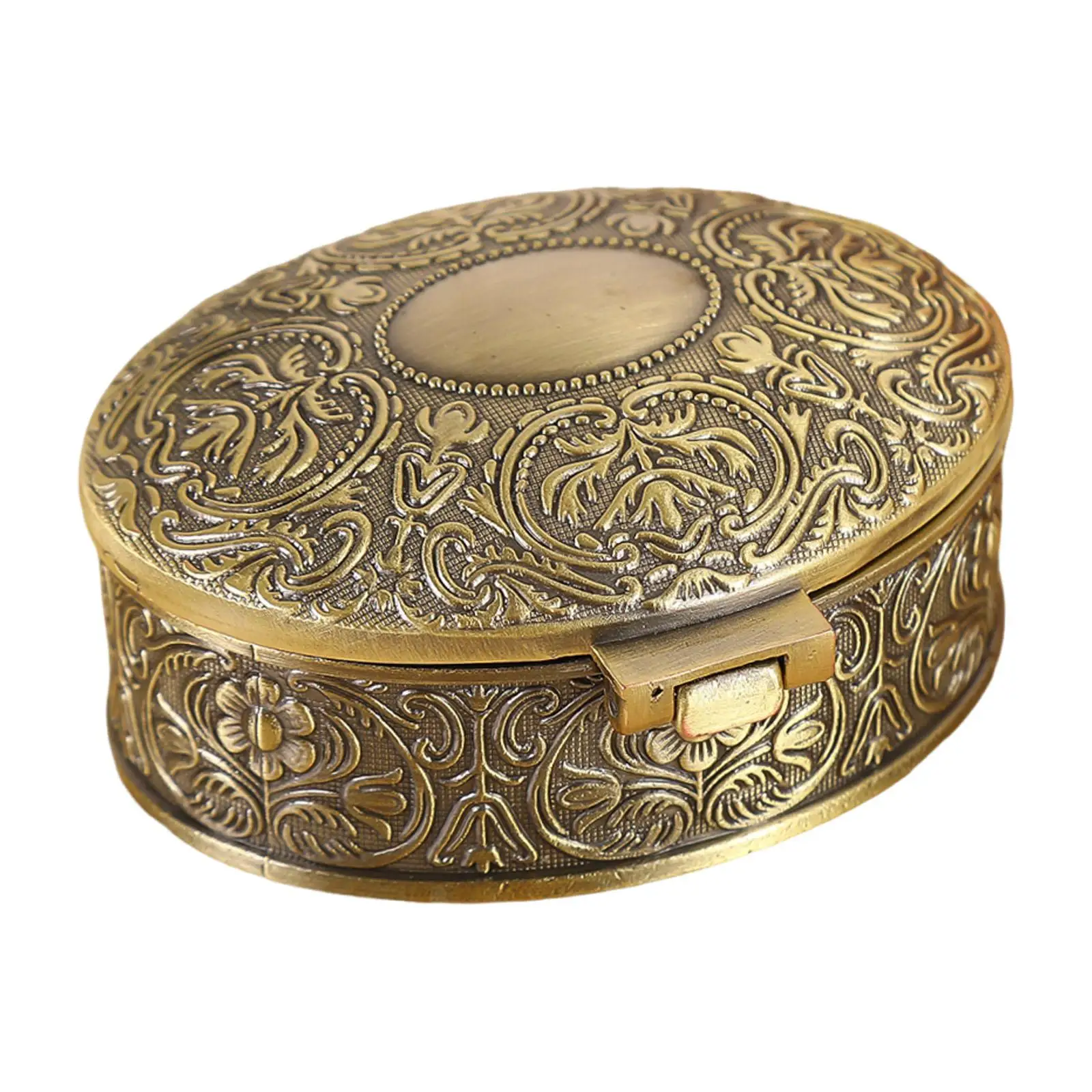 Jewelry Box Lightweight Oval Shape Zinc Alloy Large Capacity Versatile Display Box Storage Case Holder for Rings Girlfriend