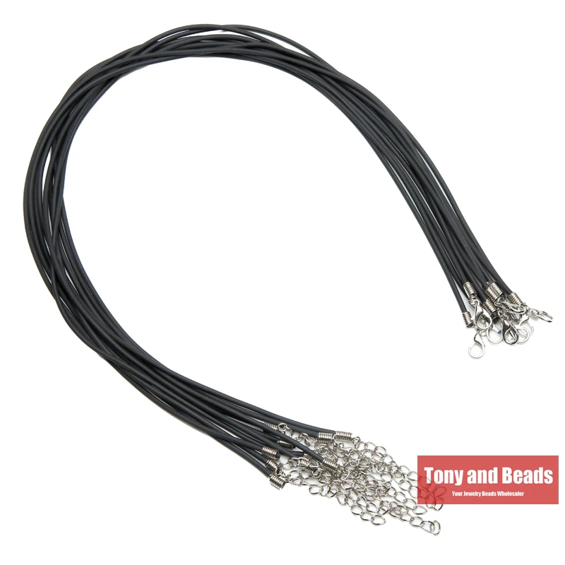 

(10Pcs=1lot ! ) Black Rubber Leather Cord Chain Necklace 45CM or 18inch Pick Size For Jewelry Making