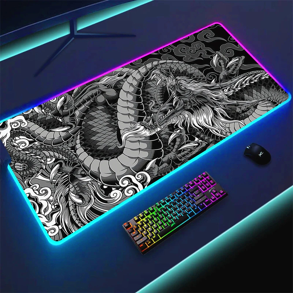 RGB Anime Mouse Pad 900x400 Dragon Led Mause Pads Gamer Pc Accessories Mousepad Gaming Mouse Mat Deskmat Mats Pads Large Carpet