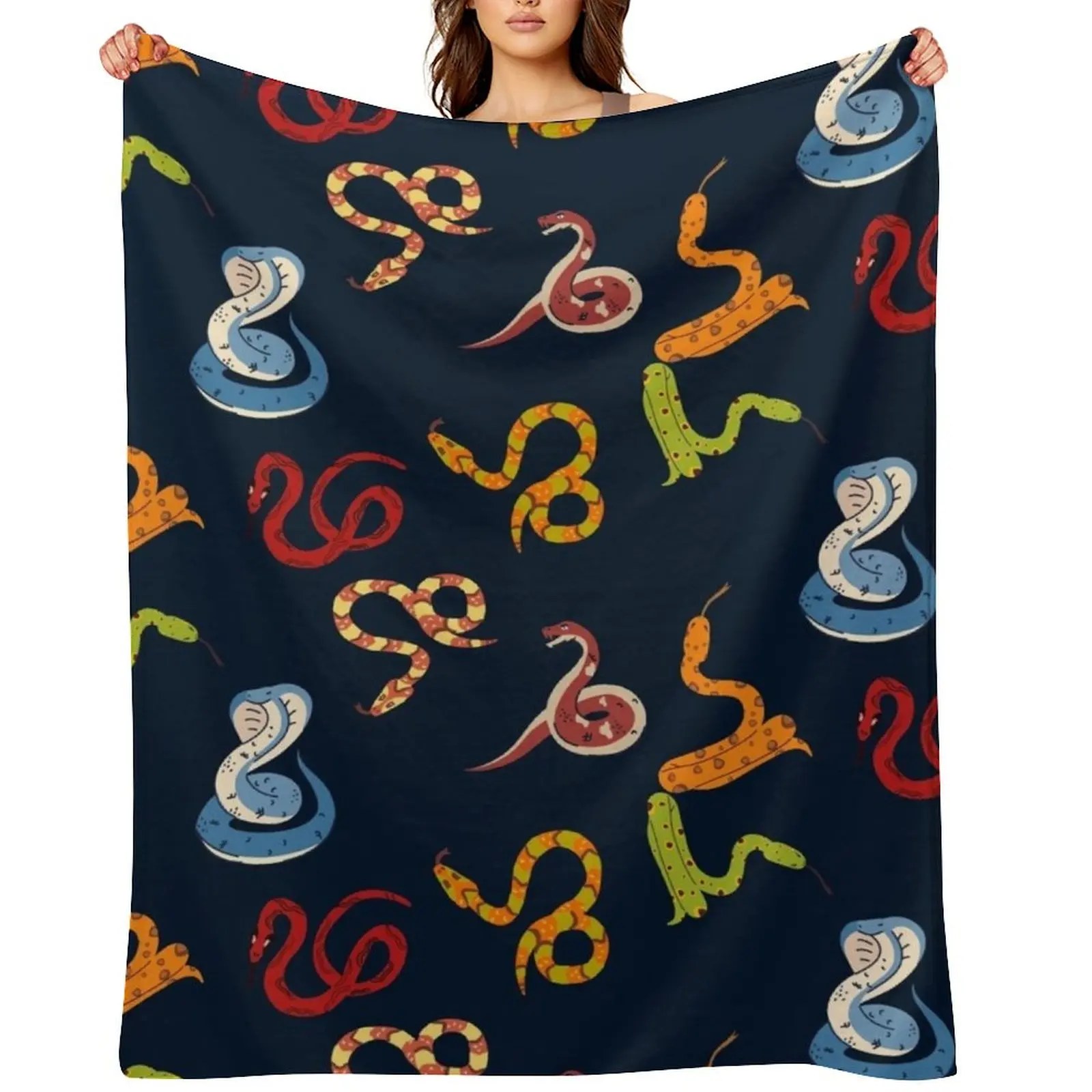 Cute Snakes Pattern Throw Blanket warm for winter Sofa Throw Hairys Picnic Blankets