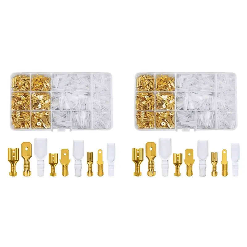 

Hot Sale-1440 Pieces Of 2.8 / 4.8 / 6.3Mm Male And Female Quick Crimping Terminal Blocks With Insulating Sleeve Combination Kit