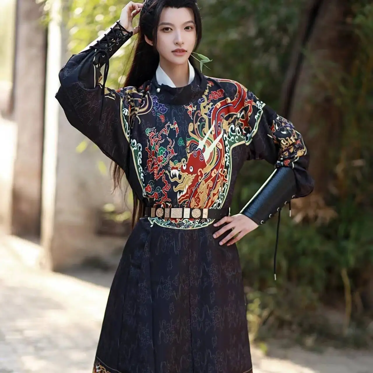 Chinese Dragon Ming Dynasty Robe National Hanfu Black Gold Ancient Costume hanfu Men Clothing Traditional Robe Stage Cosplay