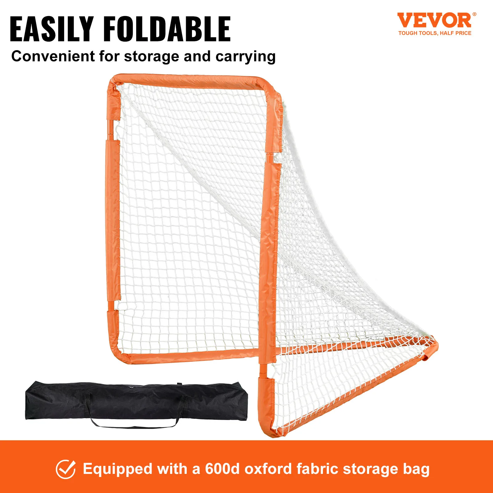 VEVOR 4/6FT Lacrosse Goal Small Kids Folding Portable Iron Frame Backyard Training Equipment For Youth Training Orange