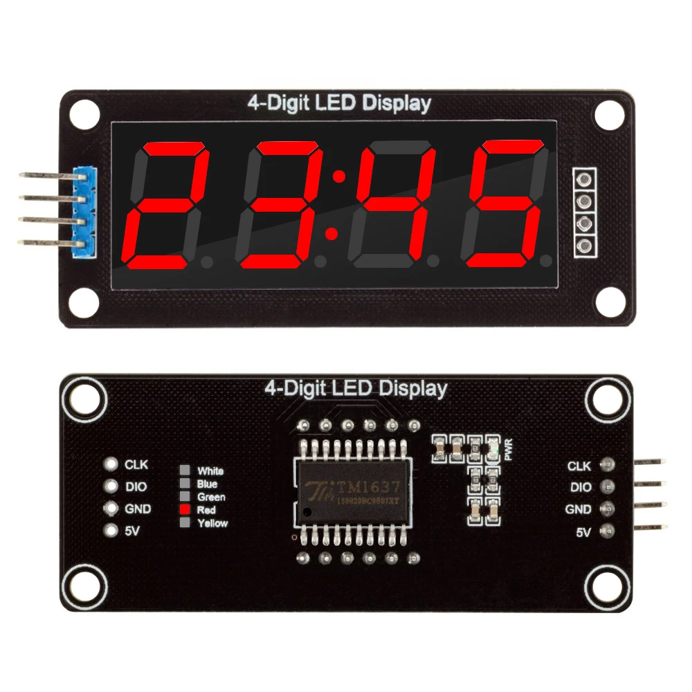 0.56 inch TM1637 LED Display Module 4 Digit 7 Segment LED Indicator for Arduino DIY Red Green Blue Yellow White