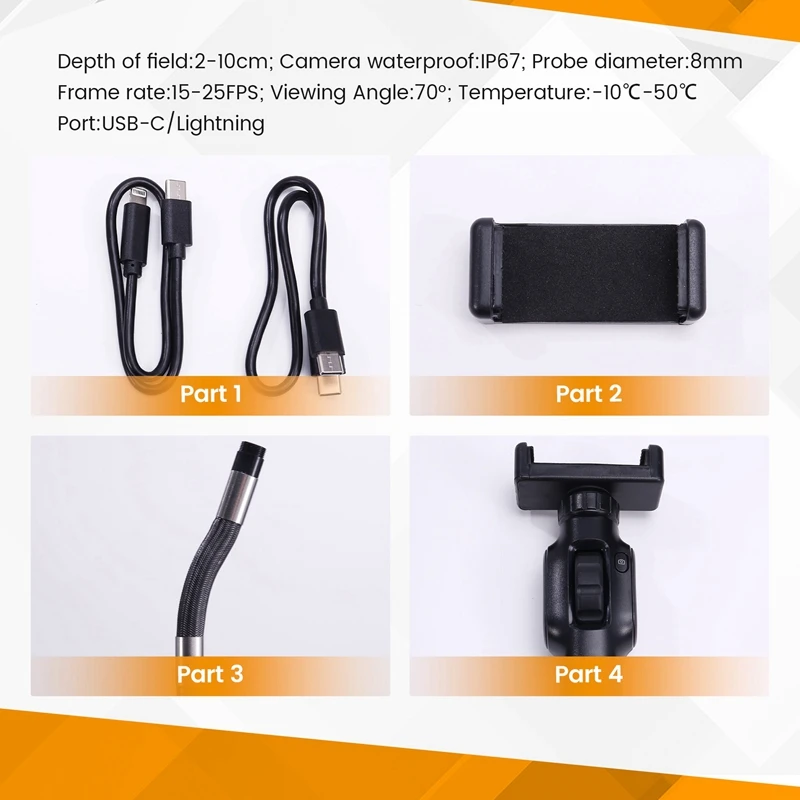 Industrial Endoscope With 8Mm Articulating Camera 1080 Two-Way Articulating Borescope Cars Inspection For IOS Android 2M