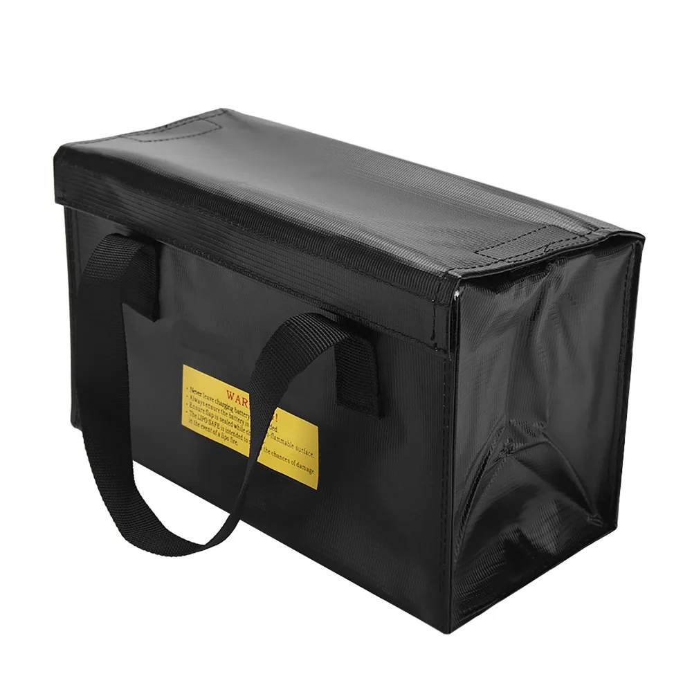 Black/Silver Explosion-proof Safety Bag Zipper-sealed Compact-sized Battery Storage Safety Bag Rectangular-shaped