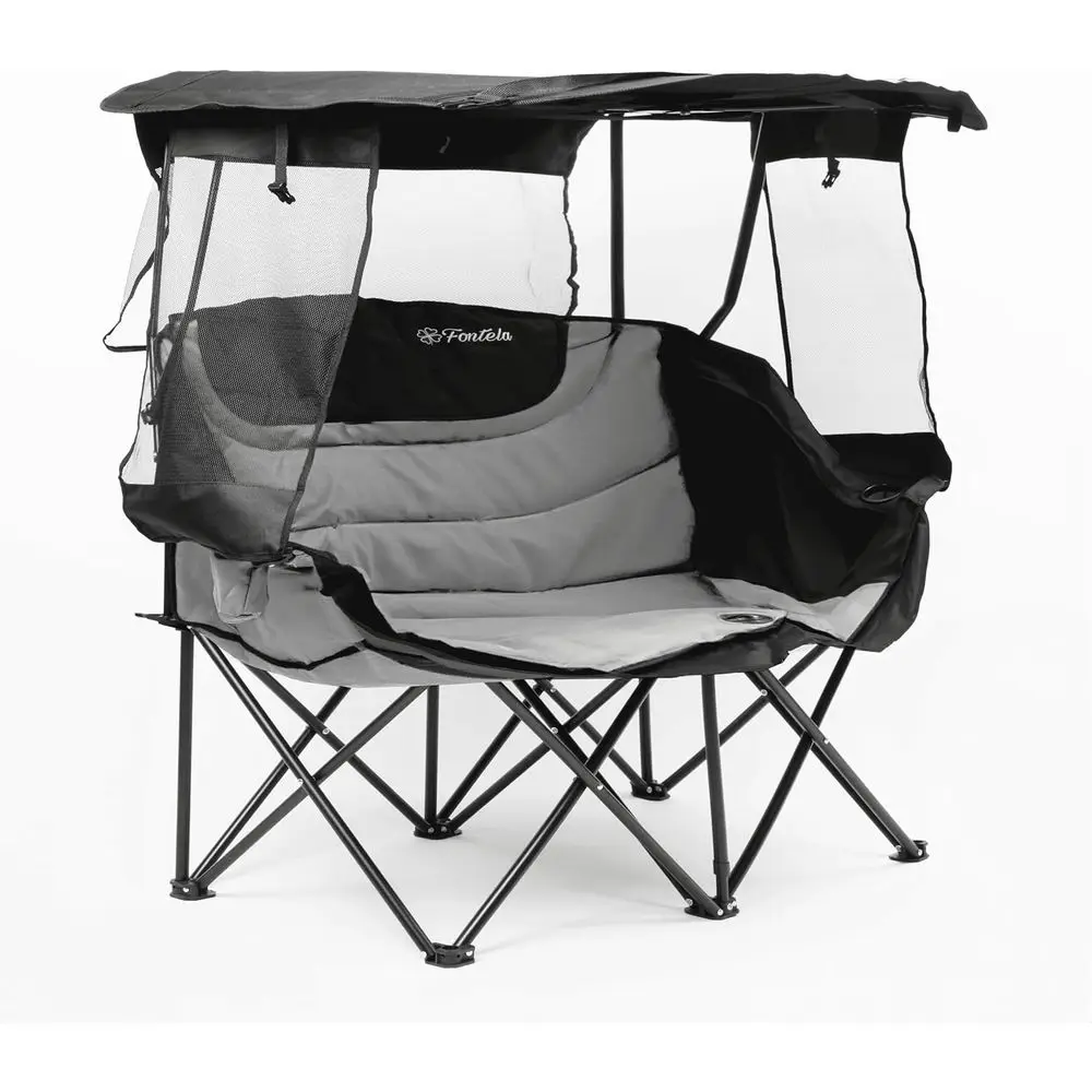 

Portable Two-Person Camping Chair with Shade, Ideal for Outdoor and Beach Activities