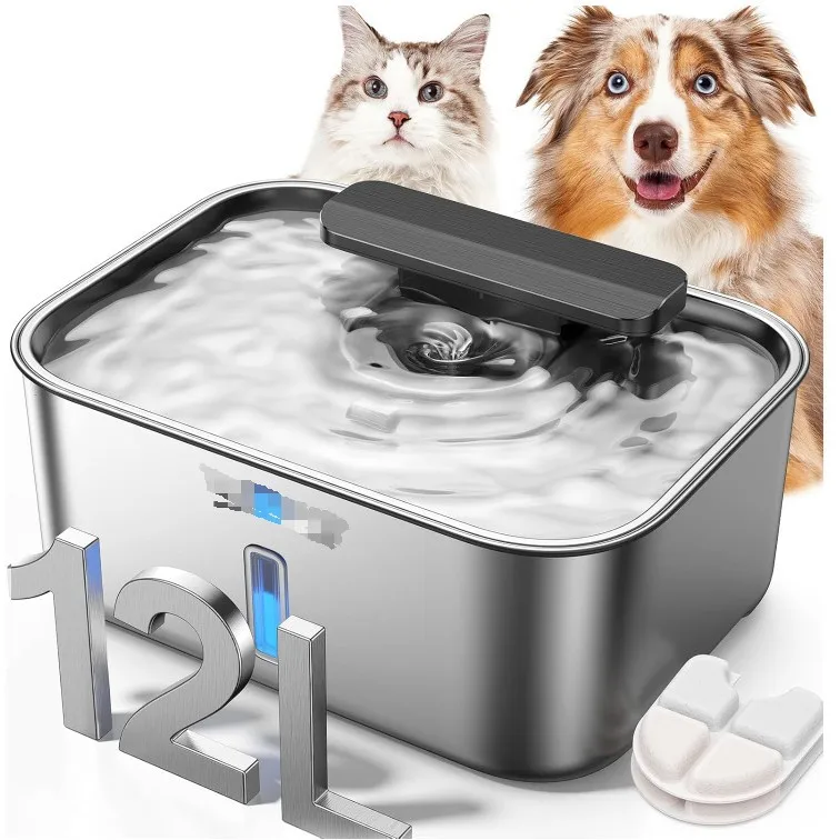 

STLFFactory Price 12L Stainless Steel Pet Water Fountain Automatic Dog & Cat Drinking Dispenser with Quiet Pump and Filter Syste