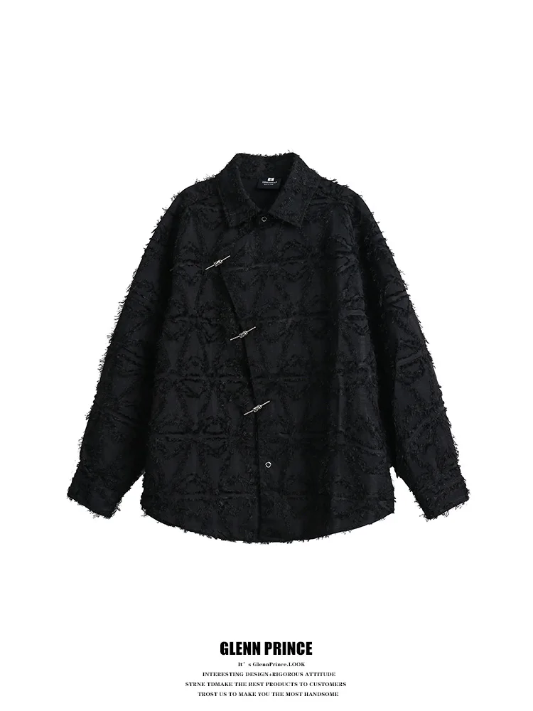 

Новая китайская мужская верхняя одежда в стиле тан с бахромой, традиционный костюм, свободный крой, молодежный, из полиэстера