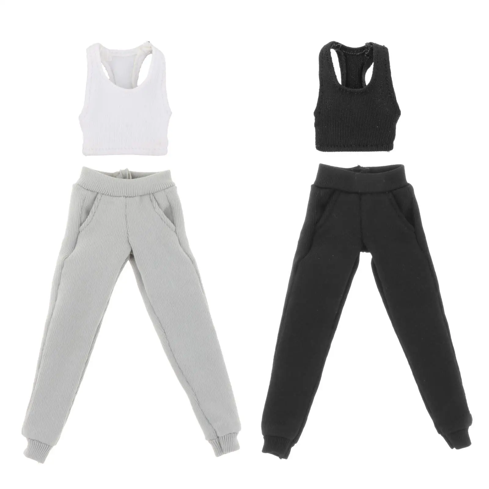 Immagine 4: 2 pezzi 1/12 moda femminile tinta unita gilet sportivo e pantaloni costume per 6 