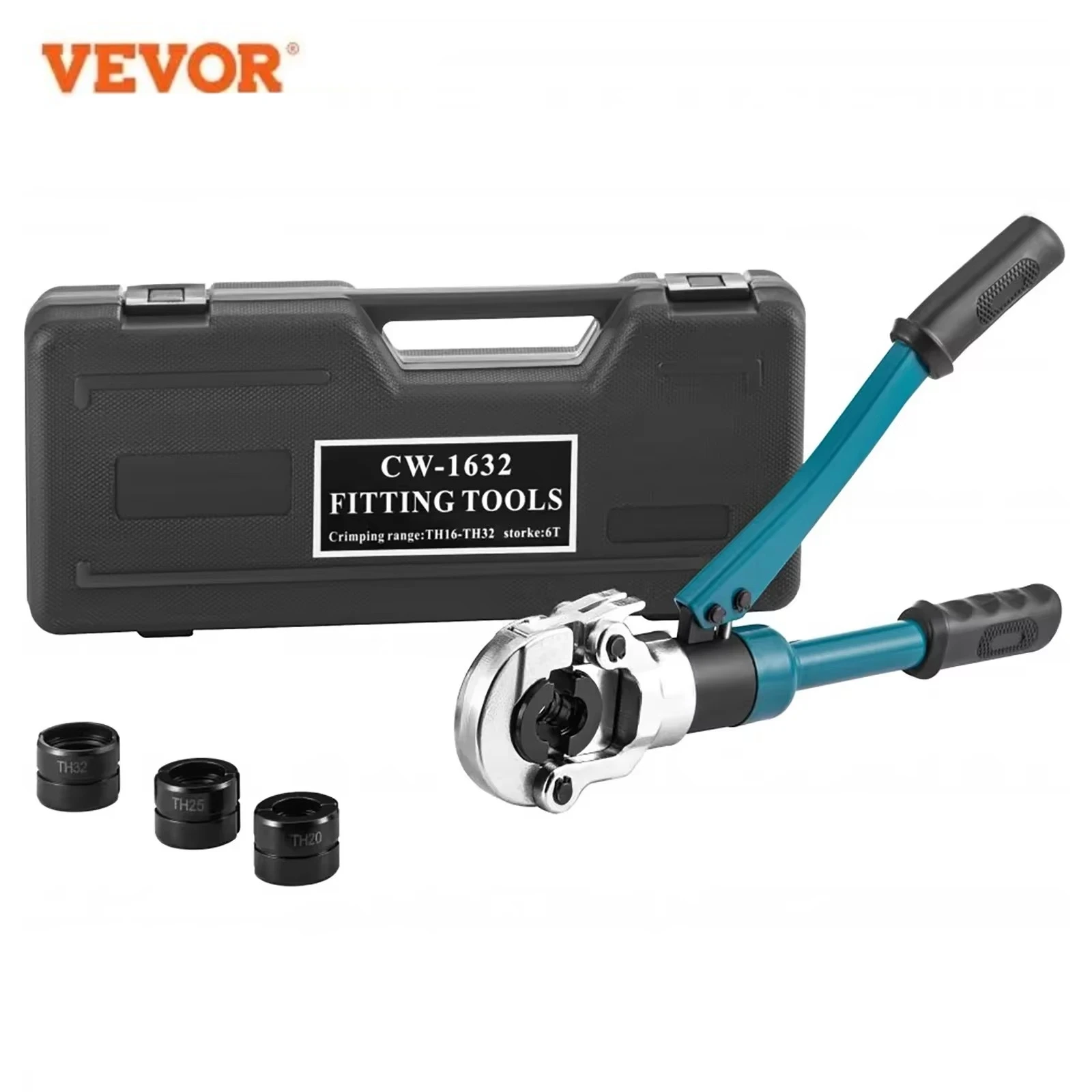 VEVOR Pressure Pipe Plier Hydraulic Aluminum Plastic Pipe Crimping Tool TH Jaw CW-1632Floor Heating Pipe Plumbing Pressure Clamp