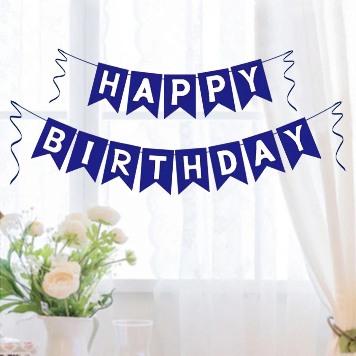 1 Set blaues „Happy Birthday“-Banner mit Schriftzug, Heimdekorationszubehör für alles Gute zum Geburtstag, Party, Jahrestag