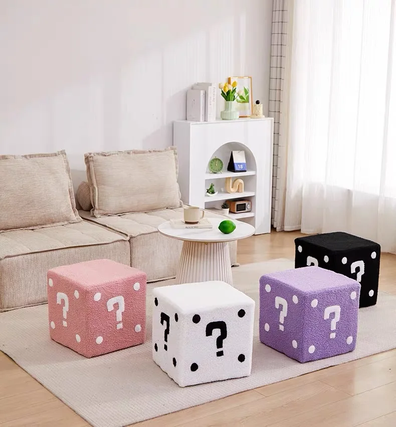Household Dice Small Stool Shoes Stool Living Room Sofa Stool Children Cartoon Short Stool Net Red Dice Square Bench