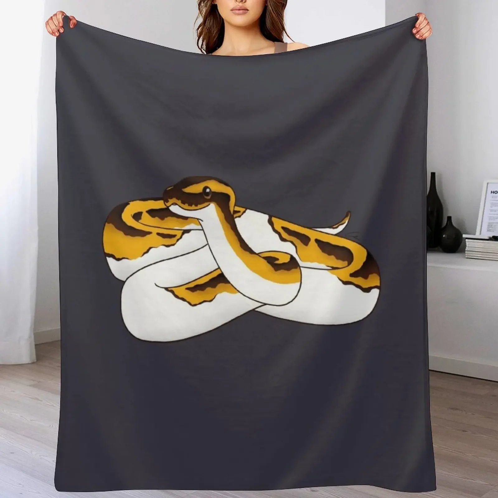 Piebald Ball Python Illustration Throw Blanket Moving Thermal Blankets