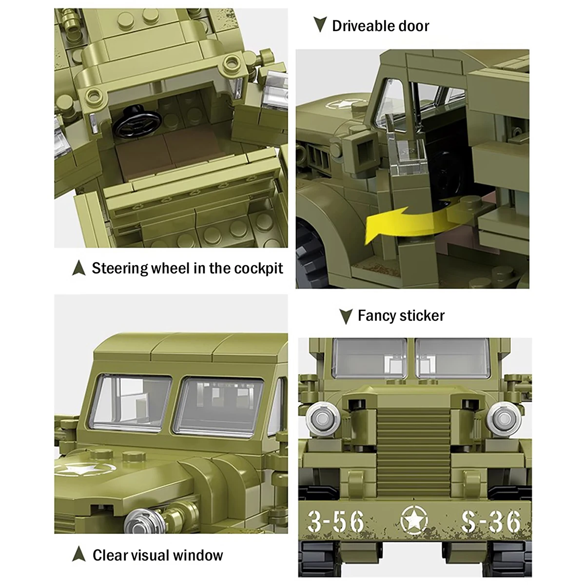 WW2 Military Building Blocks US CCKW353 Cargo Truck M16 Armored Vehicle German MOC T34 Tank Armored Vehicle Brick Toys Boy Gifts