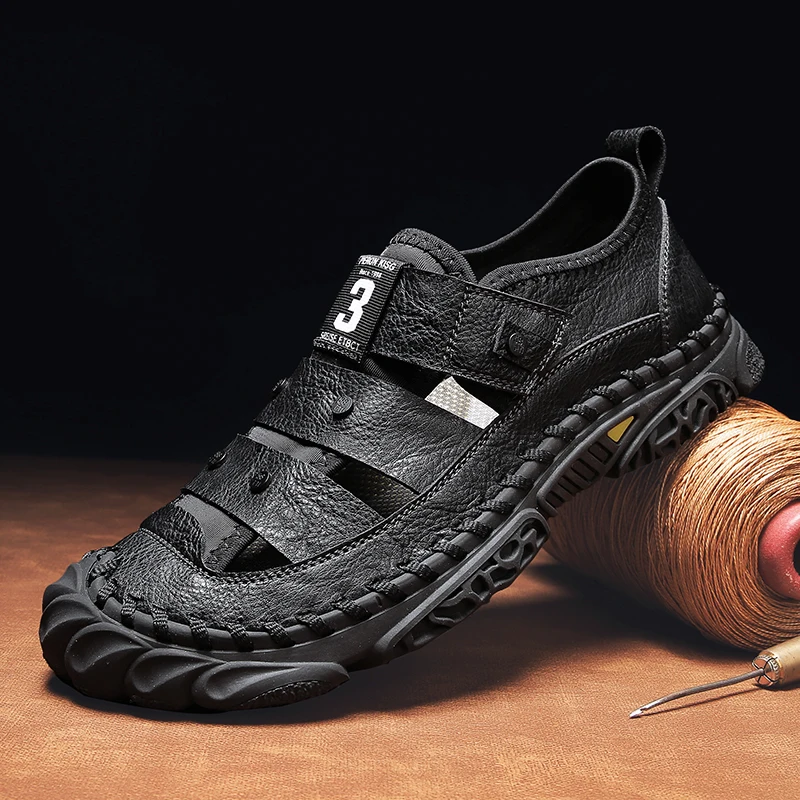 CYYTL Mens Sandals Casual Summer Shoes Outdoor Hiking Breathable Leather Beach Fashion Designer Luxury Sports Fisherman Sneakers
