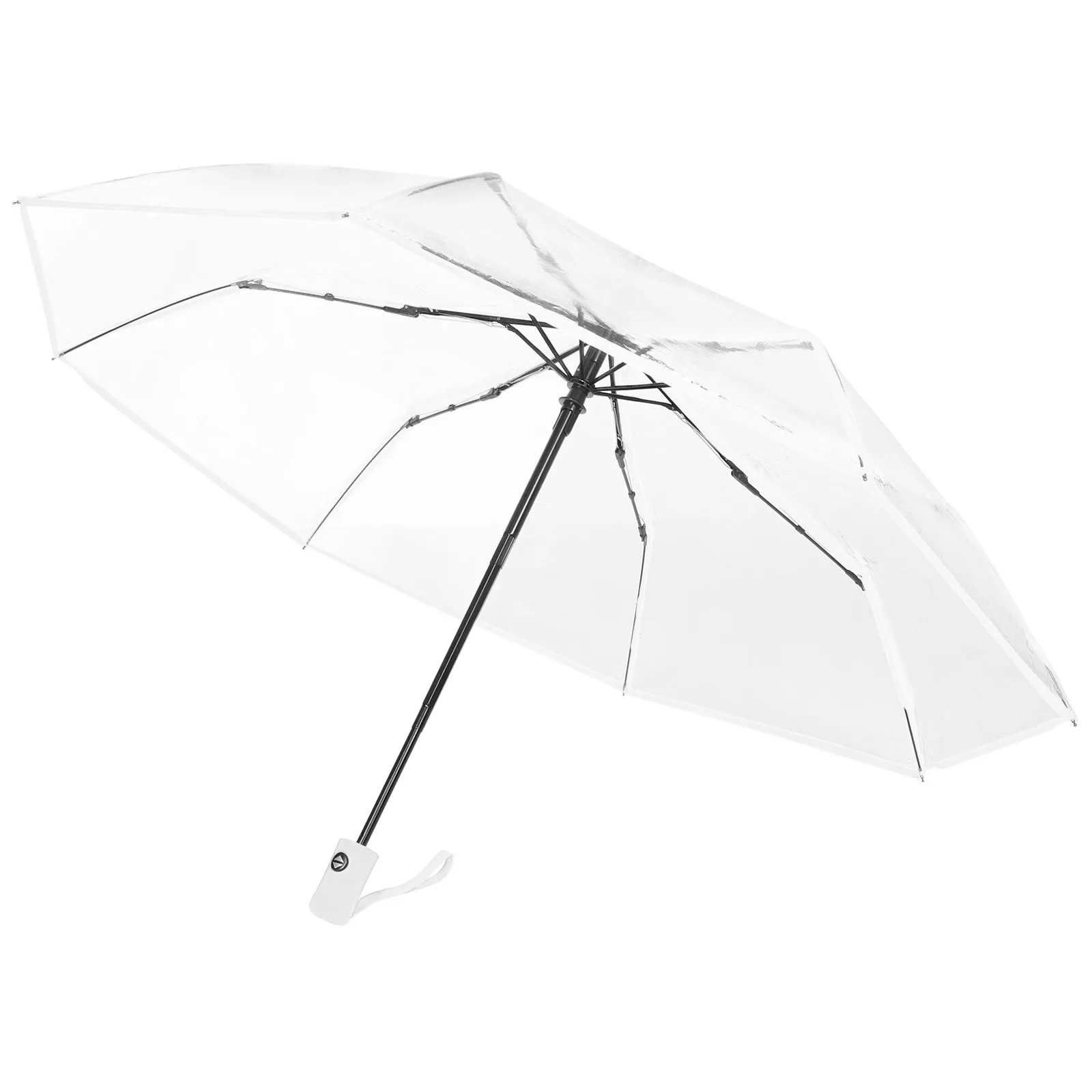 

Three Fold Clear Transparent Automatic Umbrella Open Close Compact Travel Folding Lightweight Plastic Umbrella