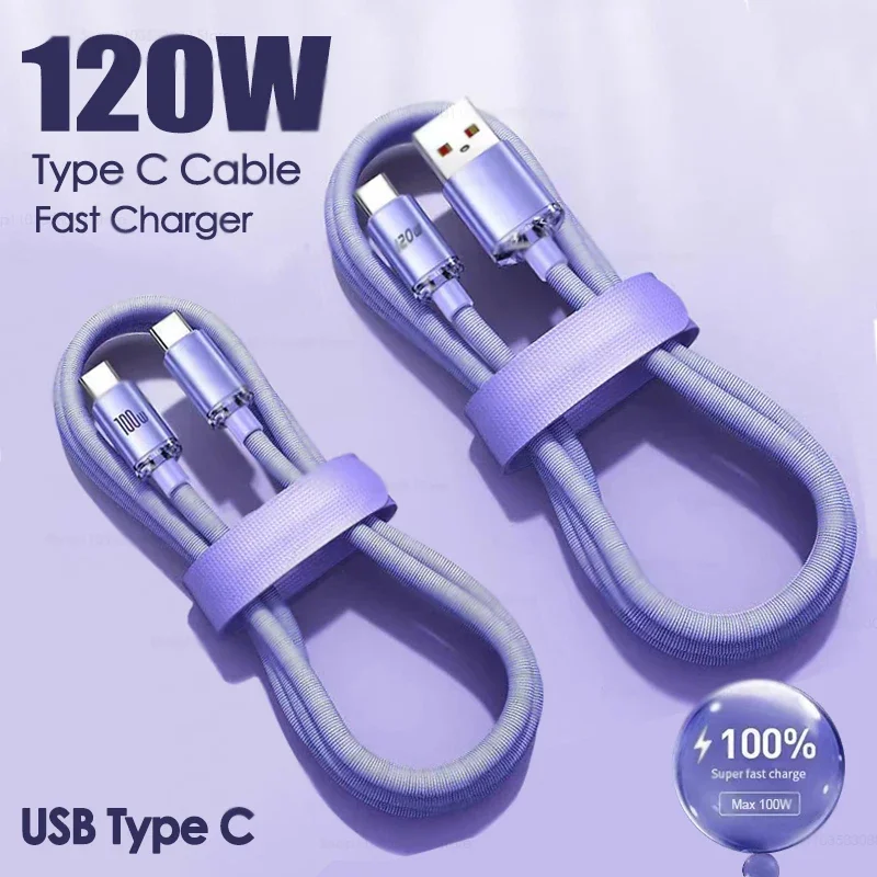 

PD 120W Type C Cable Super Fast Charger Quick Charge USB C Cables For iPhone 15 Pro Max Xiaomi Phone Charging For Samsung S24 23