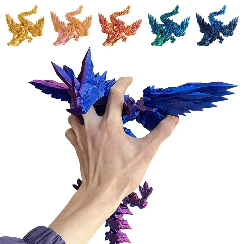 3D Printing Crystal Dragon Creative Chinese Movable Flying Dragon Home Office Desktop Craft Ornament Home Decor Gift for Kids 드래