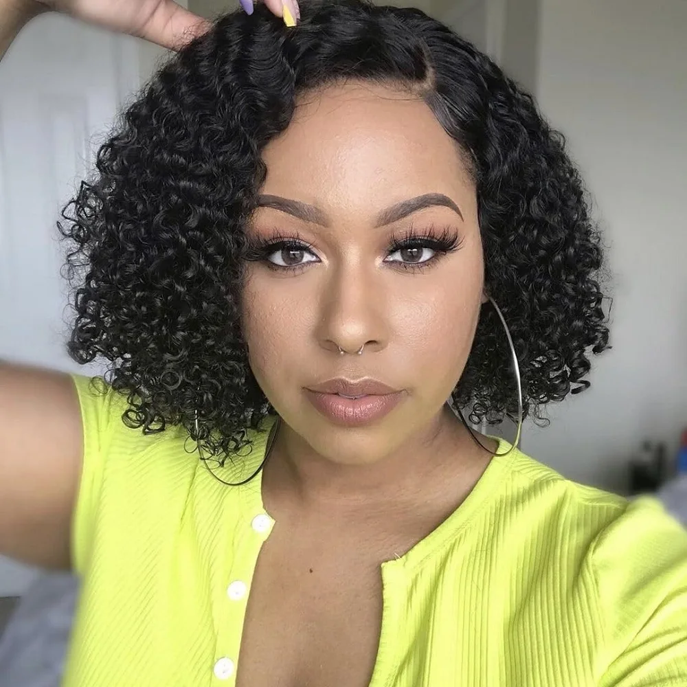 

4x4 Lace Closure Human Hair Bob Wigs 200% Density Jerry Curly Wigs Human Hair Pre Plucked Short Bob Wigs for Women