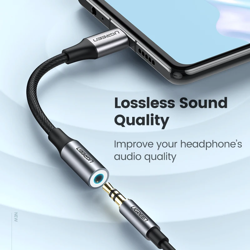 UGREEN USB Type C to 3.5mm Earphone USB C Cable USB C to 3.5 Headphone Adapter Audio Cable For Xiaomi Mi10 HUAWEI P30 Oneplus 9