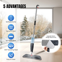 Magic Spray Mop with Reusable Microfiber Pads 360° Rotation Flat &700ML Tank ,Home Windows Kitchen Mop Sweeper Broom Clean Tools
