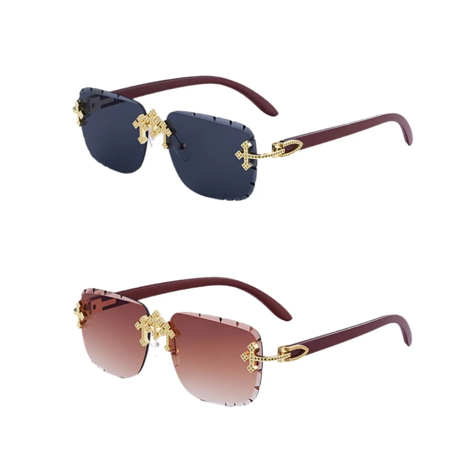 نظارات شمسية مستطيلة بدون إطار نظارات شمسية حديثة للقيادة نظارات بدون إطار للسفر والحفلات والسفر على الشاطئ في الهواء الطلق