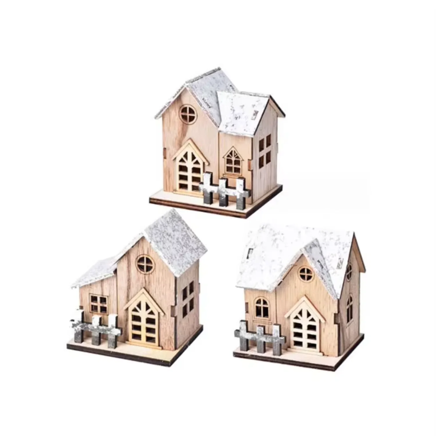 

ED-Lit Wooden Christmas House Illuminated Tabletop Decoration for Festivals & Parties