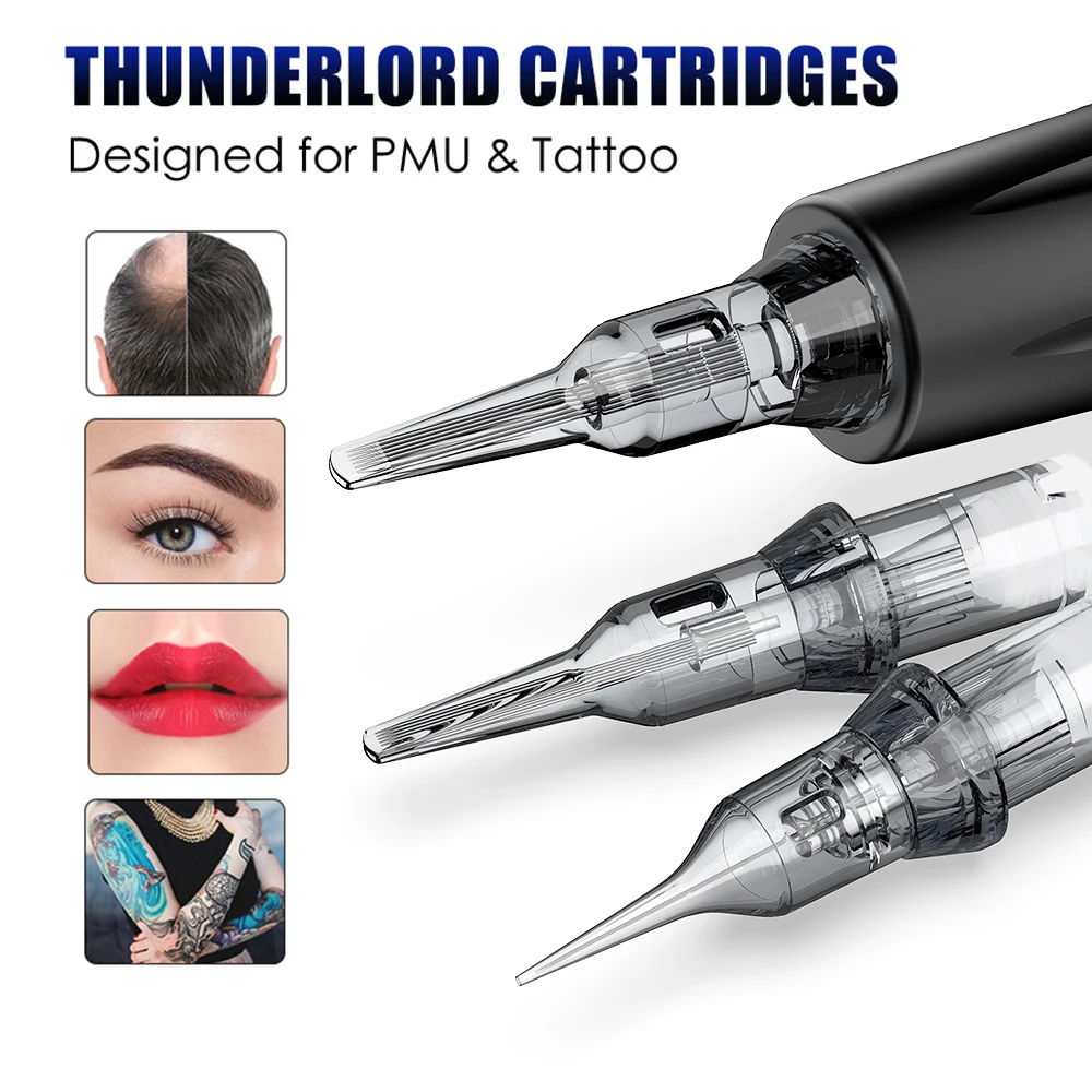 

Thunderlord 20pcs Tattoo Needle Permanent Makeup Tattoo Cartridges Membrane System Round Liner 1R For Universal Tattoo Machine